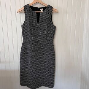 J. Crew Black and White Patterned Midi Dress